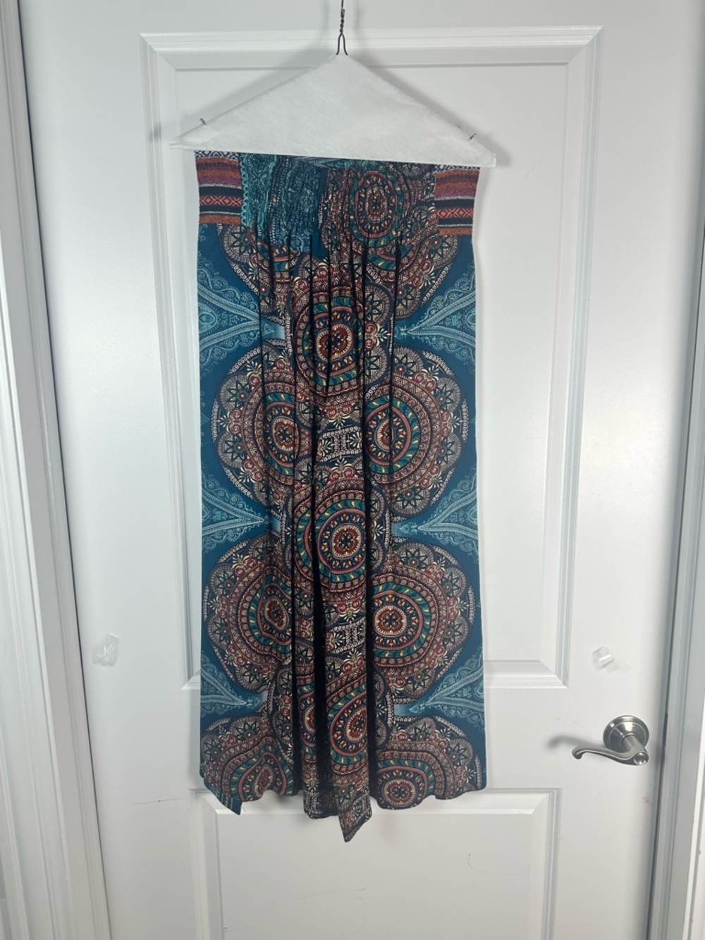 Boho Wide-Leg Printed Trousers - Blue Multi - Picture 6 of 7